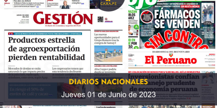 Perú: Portadas de los Diarios Nacionales – Jueves 01 de Junio de 2023