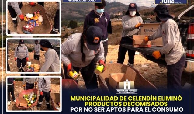 Municipalidad de Celendín eliminó productos decomisados por no ser aptos para el consumo, 25/10/2024, Celendín.