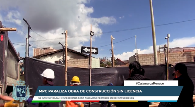 La Municipalidad Provincial de Cajamarca paraliza construcción en obra sin licencia, Cajamarca, 08/11/2024